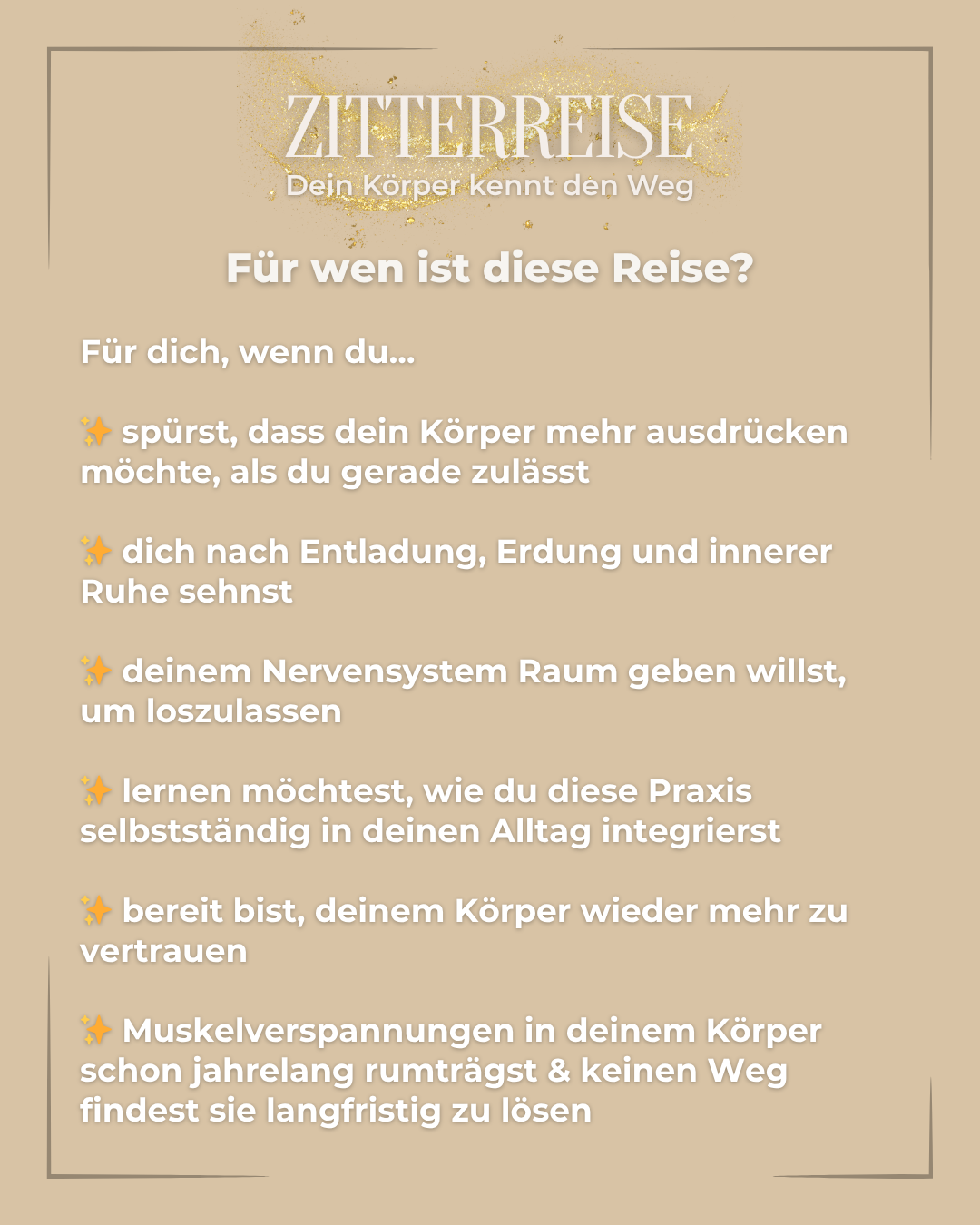 "Zitterreise" - Dein Körper kennt den Weg! | Gruppenreise