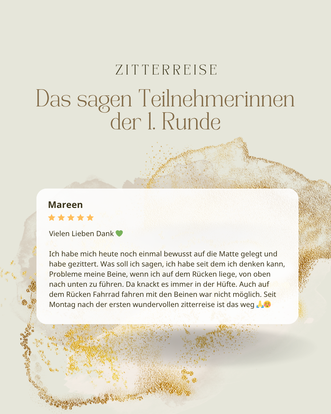 "Zitterreise" - Dein Körper kennt den Weg! | Gruppenreise
