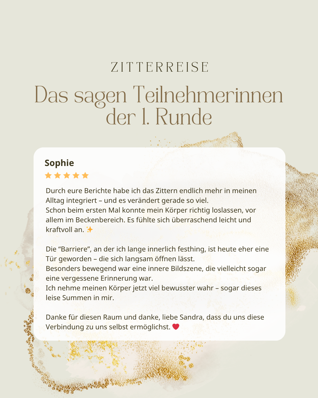 "Zitterreise" - Dein Körper kennt den Weg! | Gruppenreise